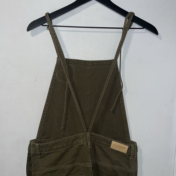 LILI SIDONIO x MOLLY BRACKEN Olive Green Denim Overalls-OSFM NEW! - Picture 6 of 8
